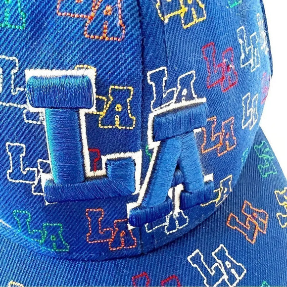 Vintage All Over LA Print Ball Cap Fresh Prince‎ 80s Style Street Urban Moda Med - Picture 2 of 8